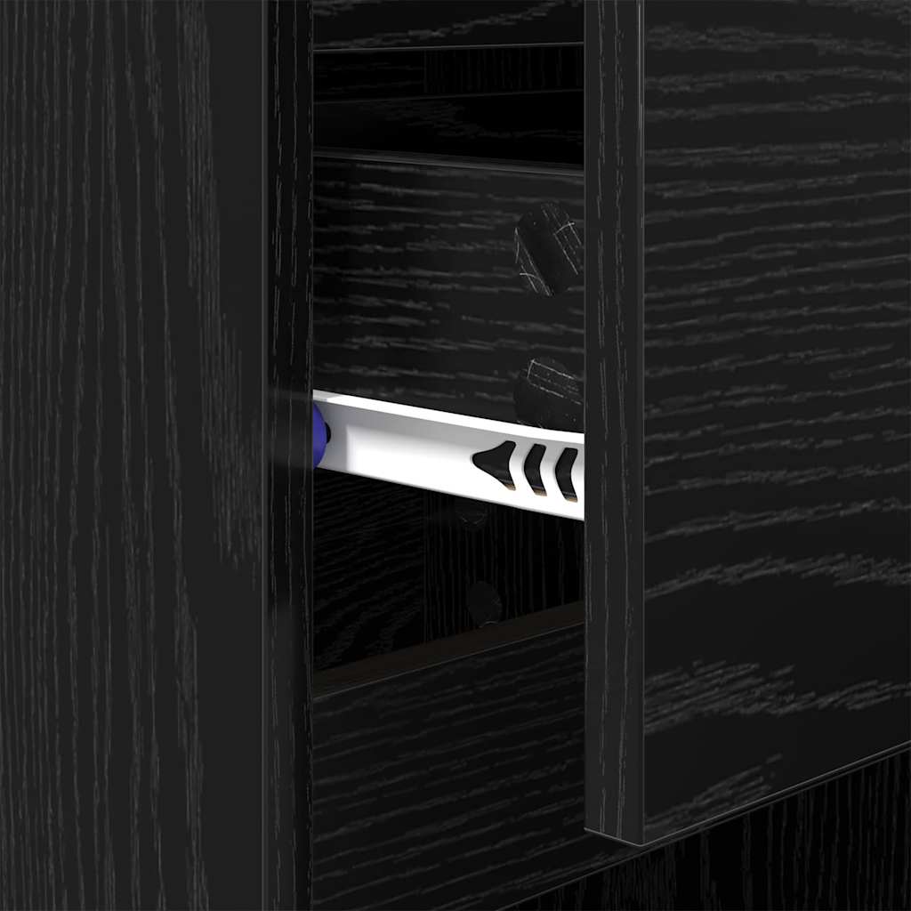 Nachtkastje 2 pcs Zwart Eiken 40 x 35 x 70 cm Bewerkt hout is nu te koop bij PeponiXL, paradijselijk wonen!