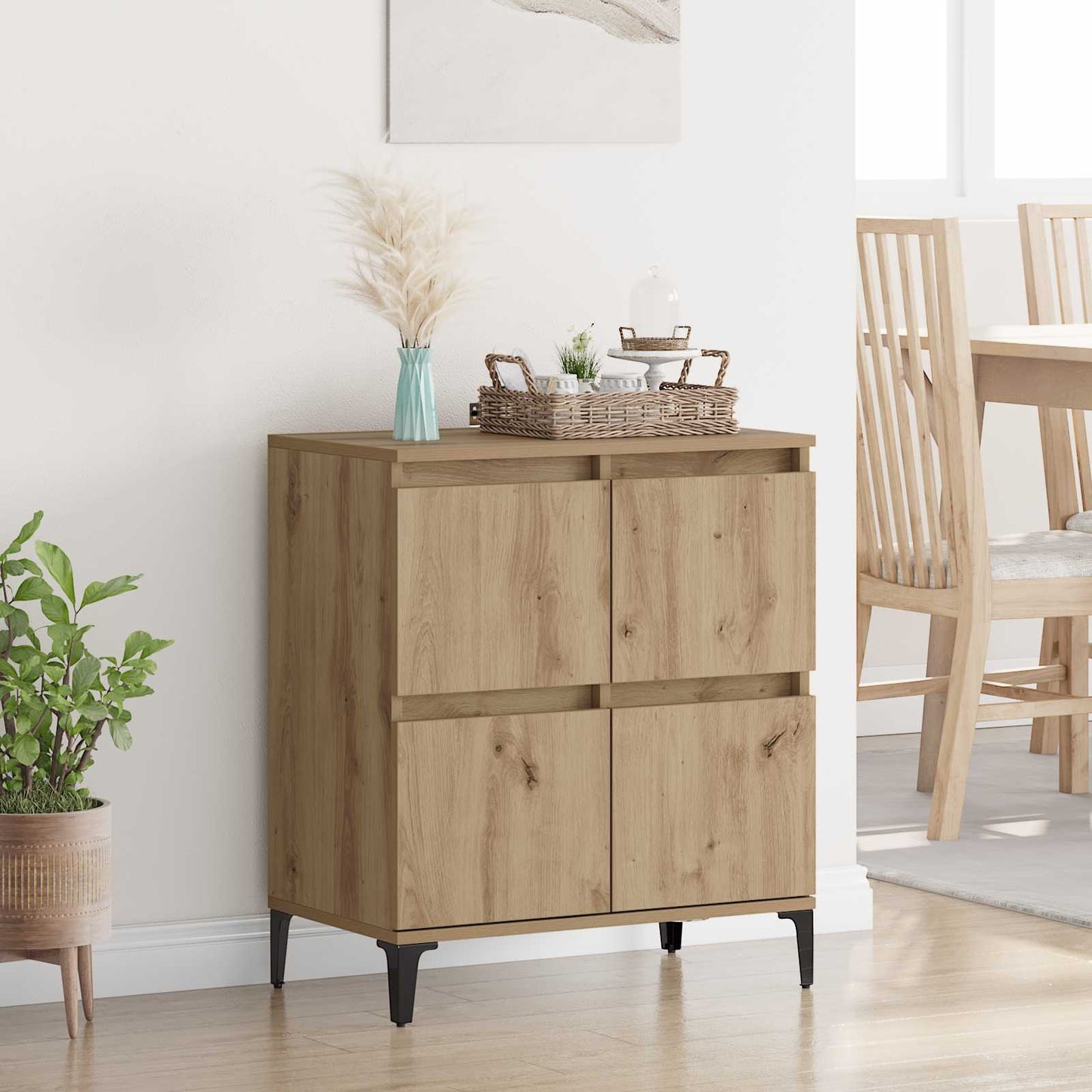 Dressoir Artisan Eiken 60 x 35 x 70 cm Gemonteerd hout en ijzer is nu te koop bij PeponiXL, paradijselijk wonen!