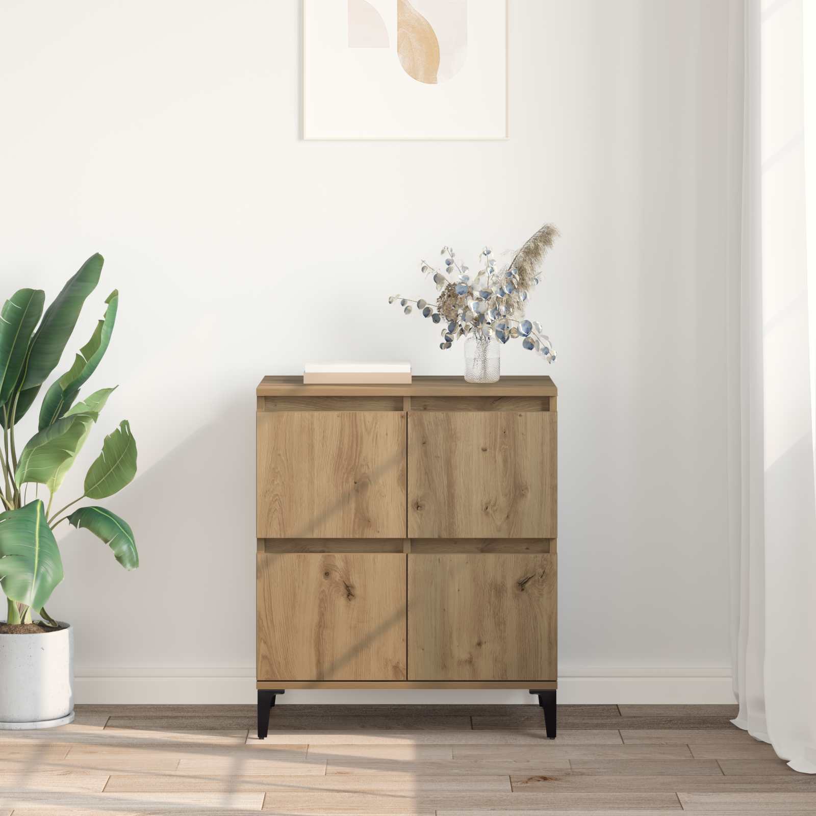 Dressoir Artisan Eiken 60 x 35 x 70 cm Gemonteerd hout en ijzer is nu te koop bij PeponiXL, paradijselijk wonen!