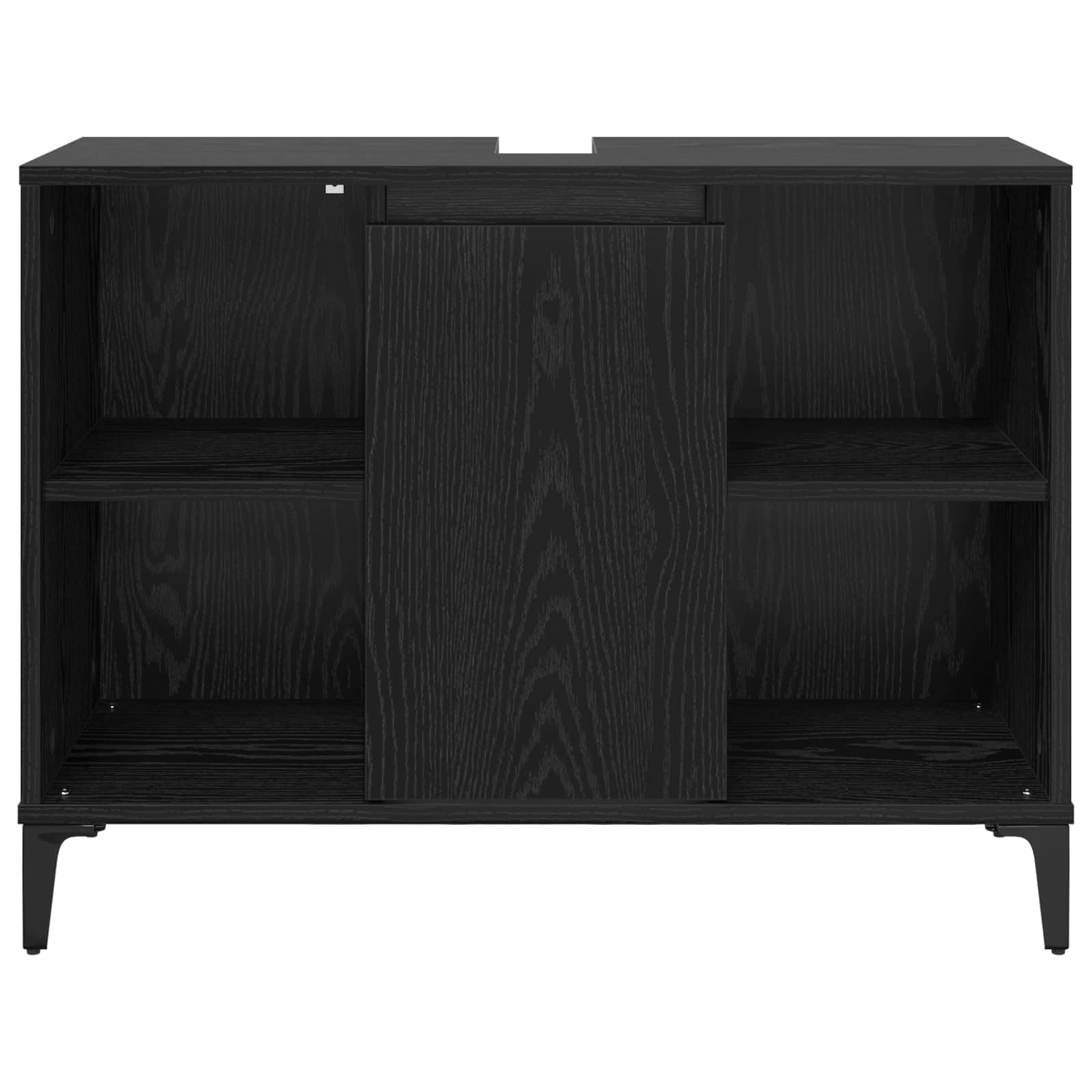 Wastafelkast met plank met opslag Zwart Eiken 80 x 33 x 60 cm is nu te koop bij PeponiXL, paradijselijk wonen!