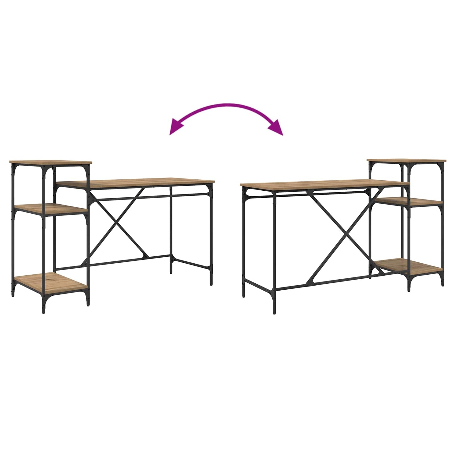 Bureau Artisan Eiken Bewerkt hout 135 x 50 x 90 cm