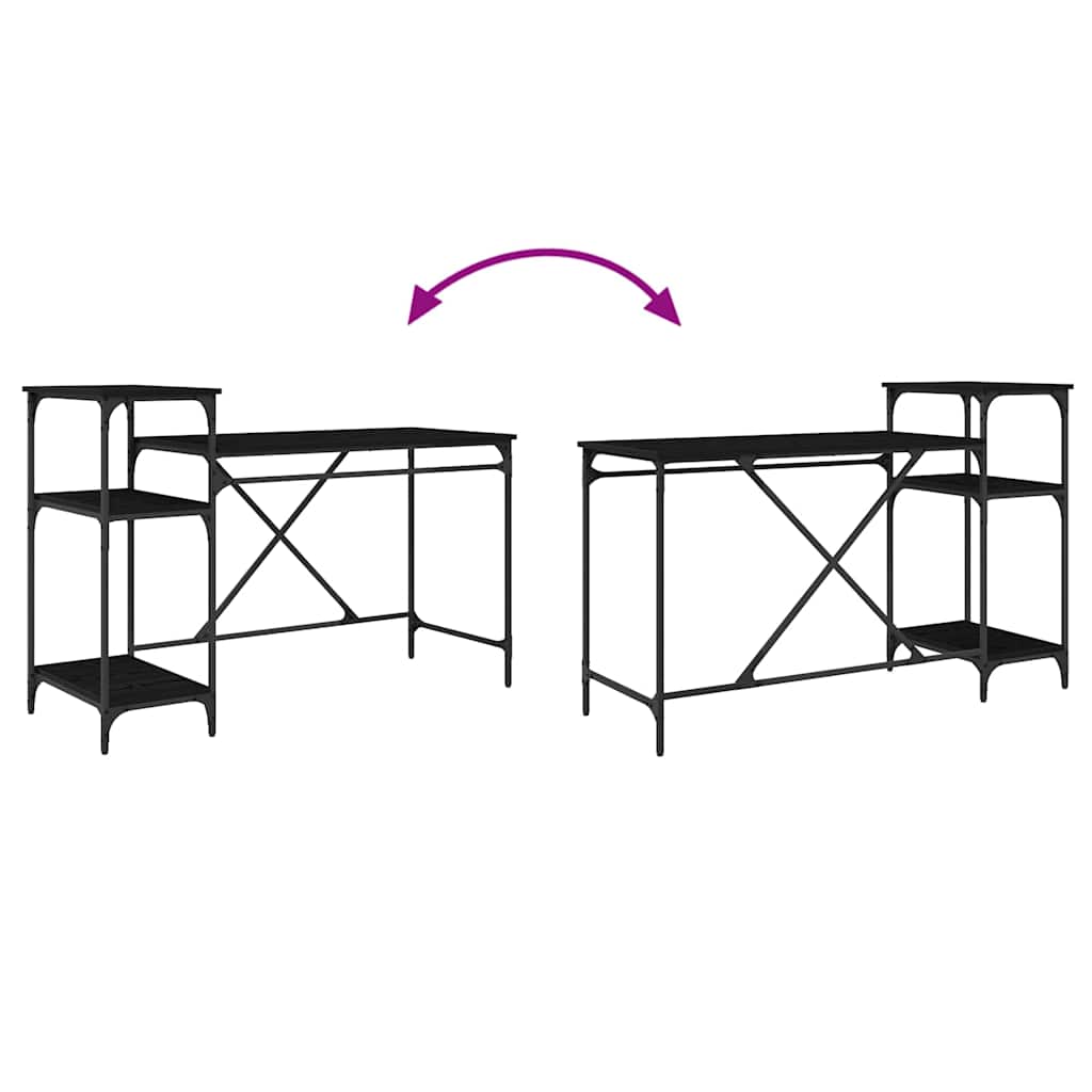 Bureau Zwart Eiken 135 x 50 x 90 cm Bewerkt hout is nu te koop bij PeponiXL, paradijselijk wonen!