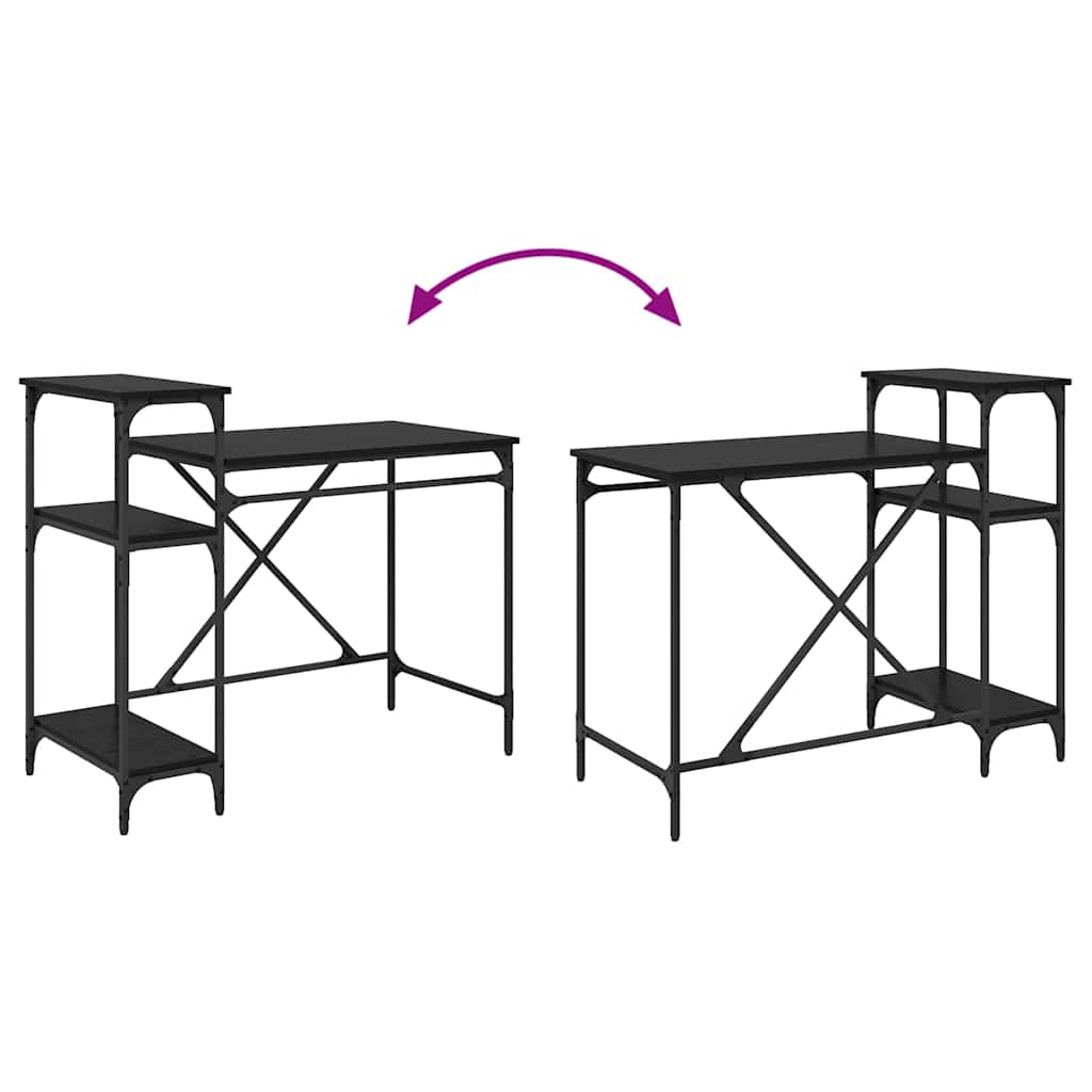 Bureau Zwart Eiken 105 x 50 x 90 cm Bewerkt hout is nu te koop bij PeponiXL, paradijselijk wonen!