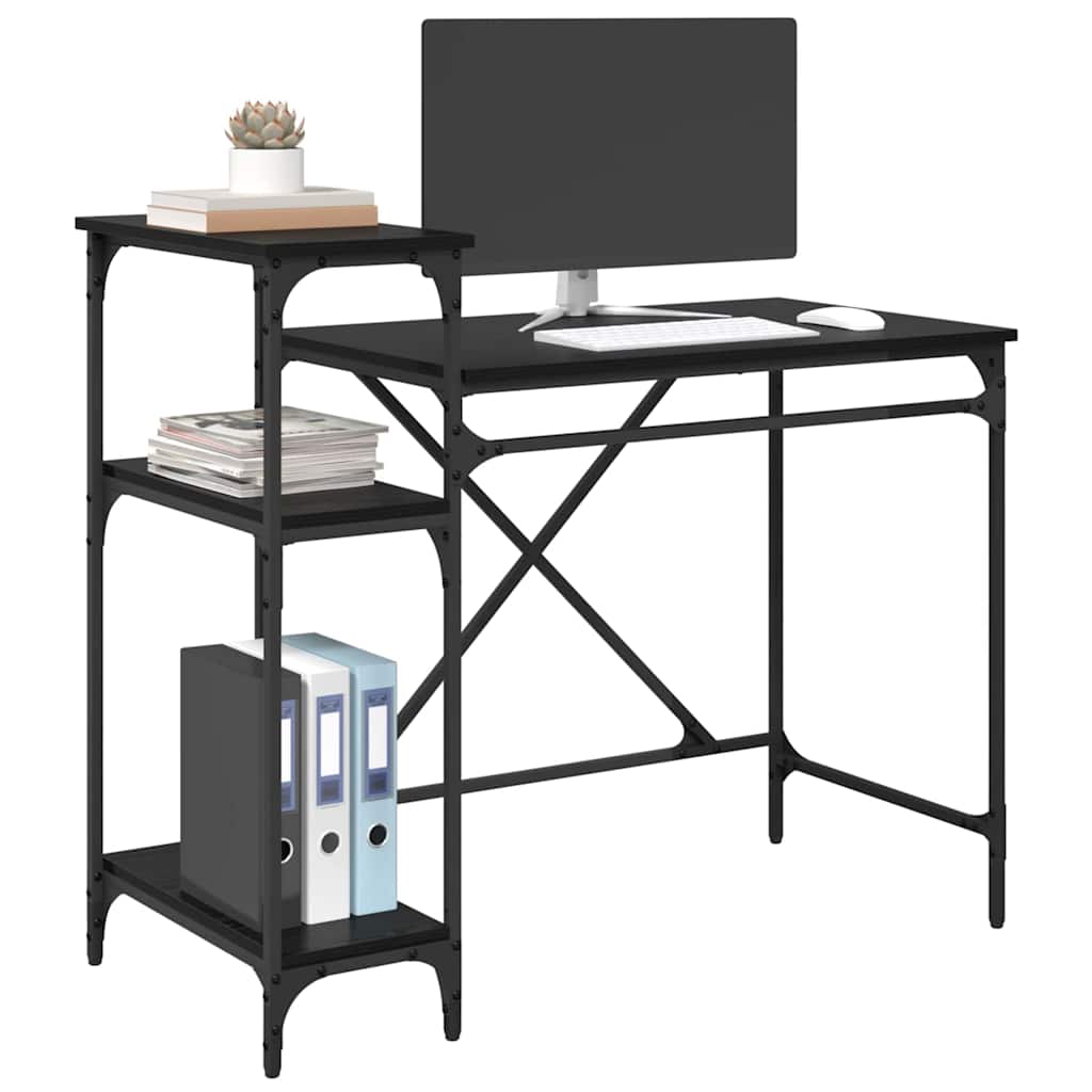 Bureau Zwart Eiken 105 x 50 x 90 cm Bewerkt hout is nu te koop bij PeponiXL, paradijselijk wonen!