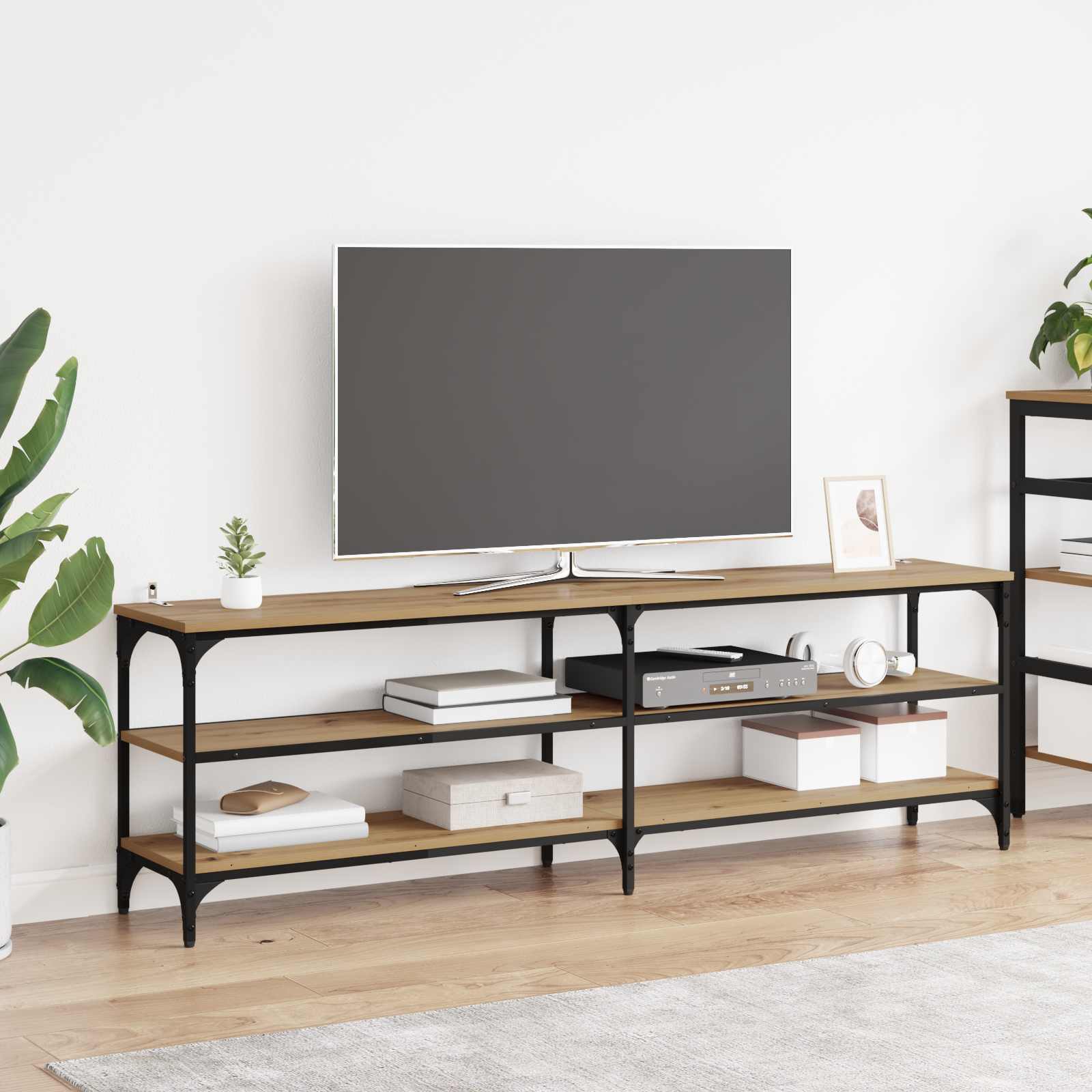 TV-kast 160 x 30 x 50 cm Artisan Eiken Gemonteerd hout en ijzer is nu te koop bij PeponiXL, paradijselijk wonen!