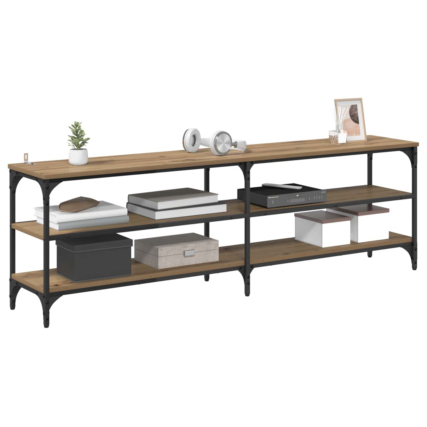 TV-kast 160 x 30 x 50 cm Artisan Eiken Gemonteerd hout en ijzer is nu te koop bij PeponiXL, paradijselijk wonen!