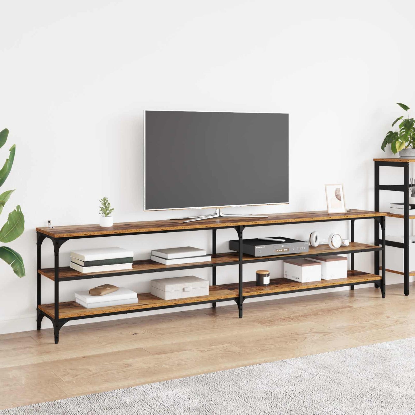 TV-kast Oud Hout 200 x 30 x 50 cm Gemonteerd hout en ijzer is nu te koop bij PeponiXL, paradijselijk wonen!