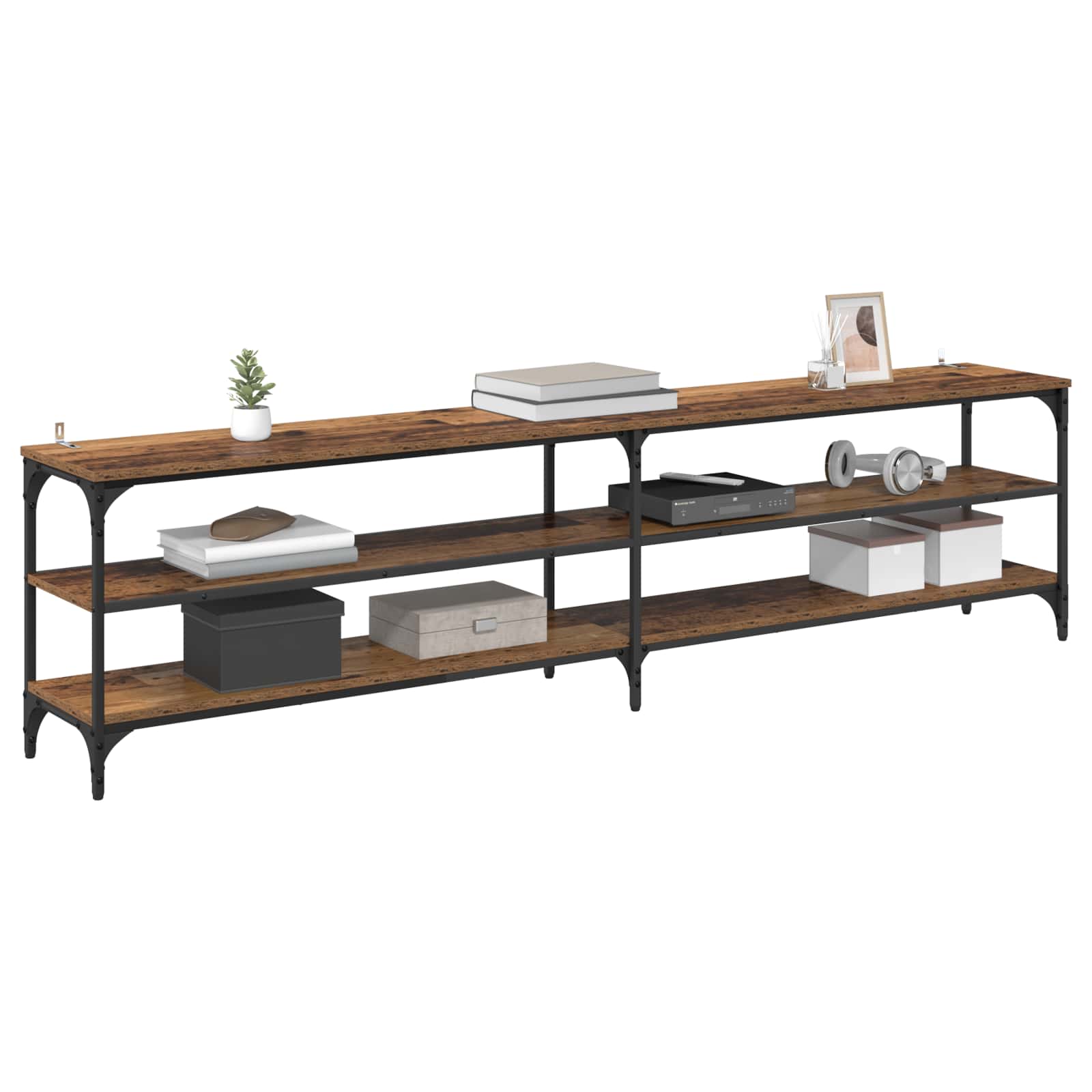 TV-kast Oud Hout 200 x 30 x 50 cm Gemonteerd hout en ijzer is nu te koop bij PeponiXL, paradijselijk wonen!