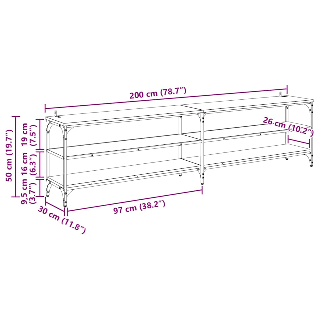 TV-kast Artisan Eiken 200 x 30 x 50 cm Gemonteerd hout en ijzer is nu te koop bij PeponiXL, paradijselijk wonen!