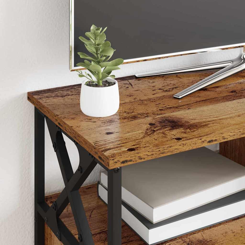 TV-kast Oud Hout 90 x 33 x 45 cm Engineered hout en staal is nu te koop bij PeponiXL, paradijselijk wonen!