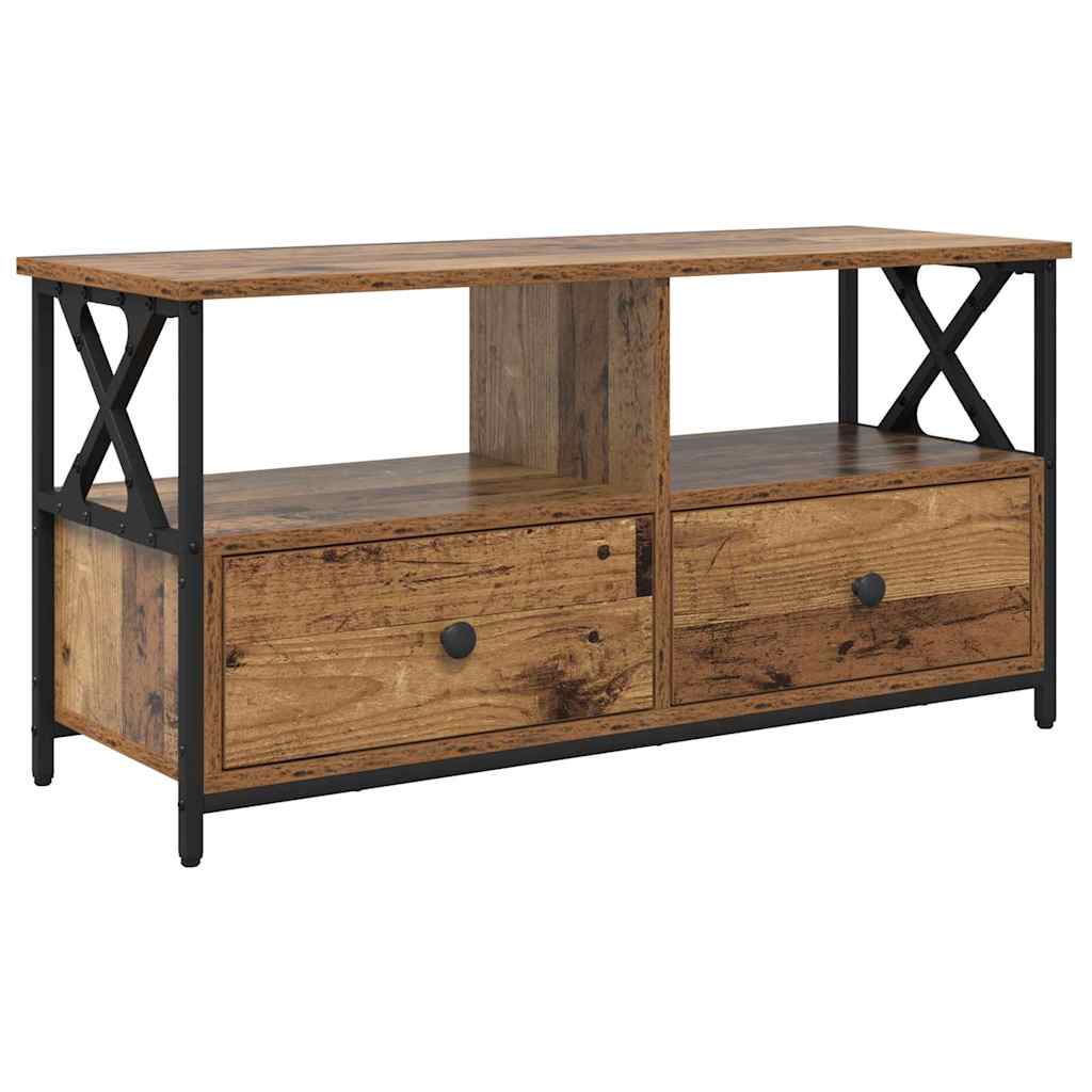 TV-kast Oud Hout 90 x 33 x 45 cm Engineered hout en staal is nu te koop bij PeponiXL, paradijselijk wonen!