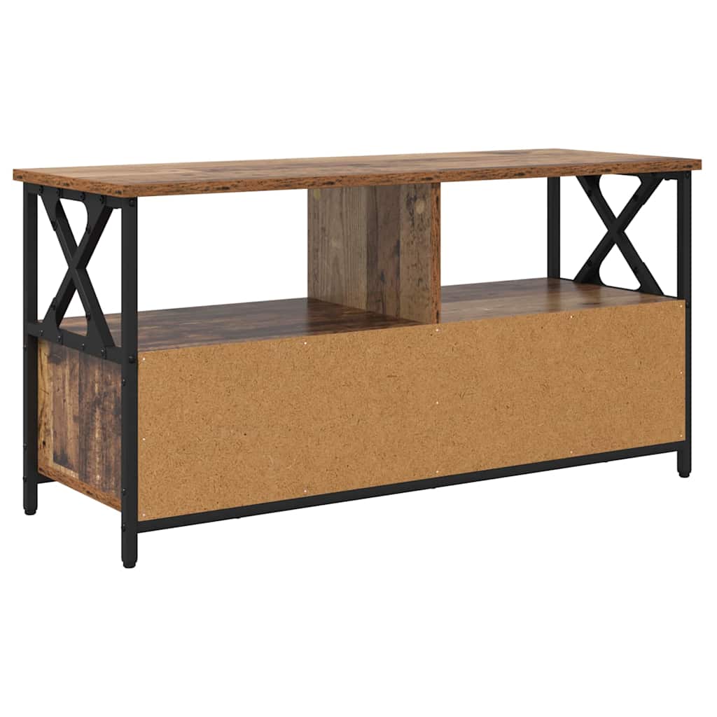 TV-kast Oud Hout 90 x 33 x 45 cm Engineered hout en staal is nu te koop bij PeponiXL, paradijselijk wonen!