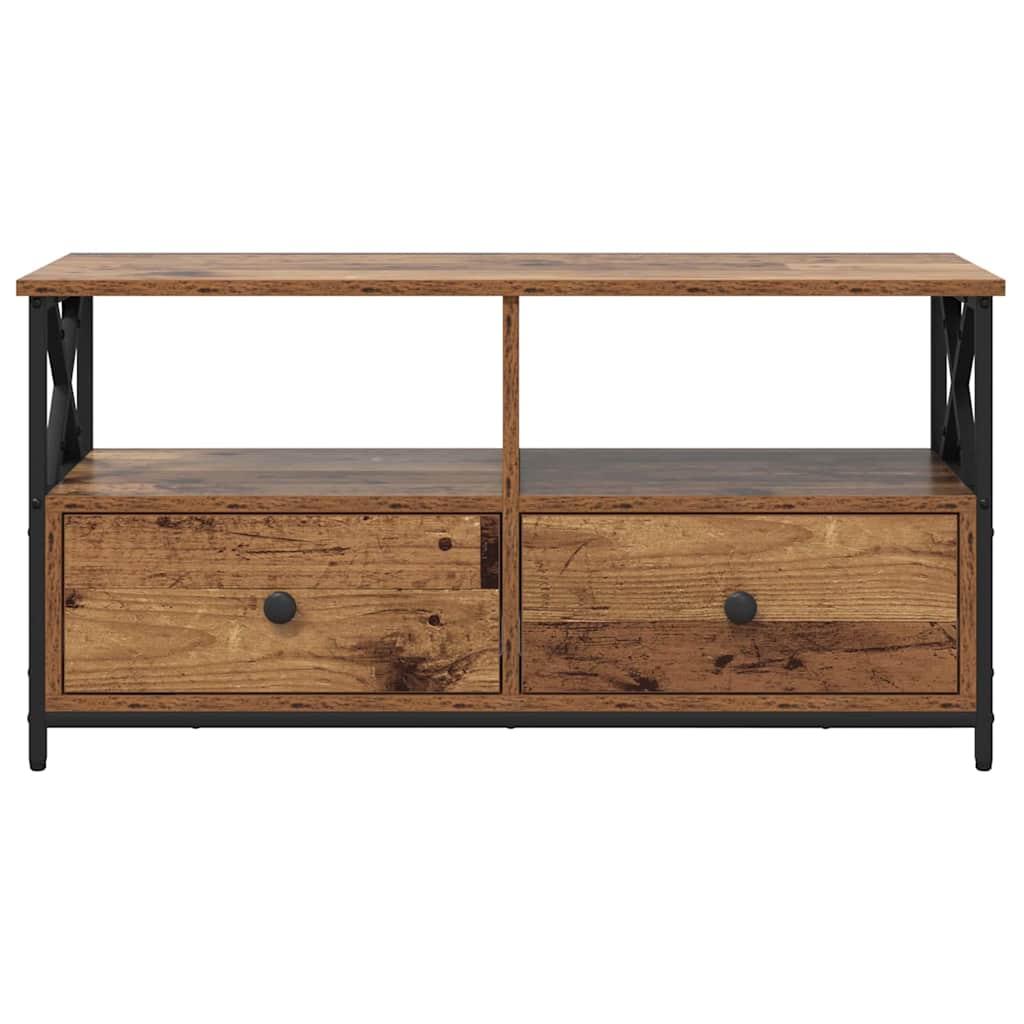 TV-kast Oud Hout 90 x 33 x 45 cm Engineered hout en staal is nu te koop bij PeponiXL, paradijselijk wonen!