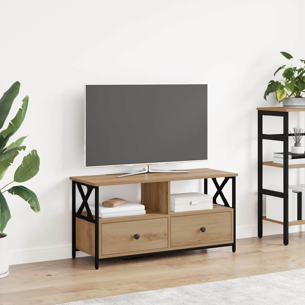 TV-kast Artisan Eiken 90 x 33 x 45 cm Engineered hout en staal is nu te koop bij PeponiXL, paradijselijk wonen!