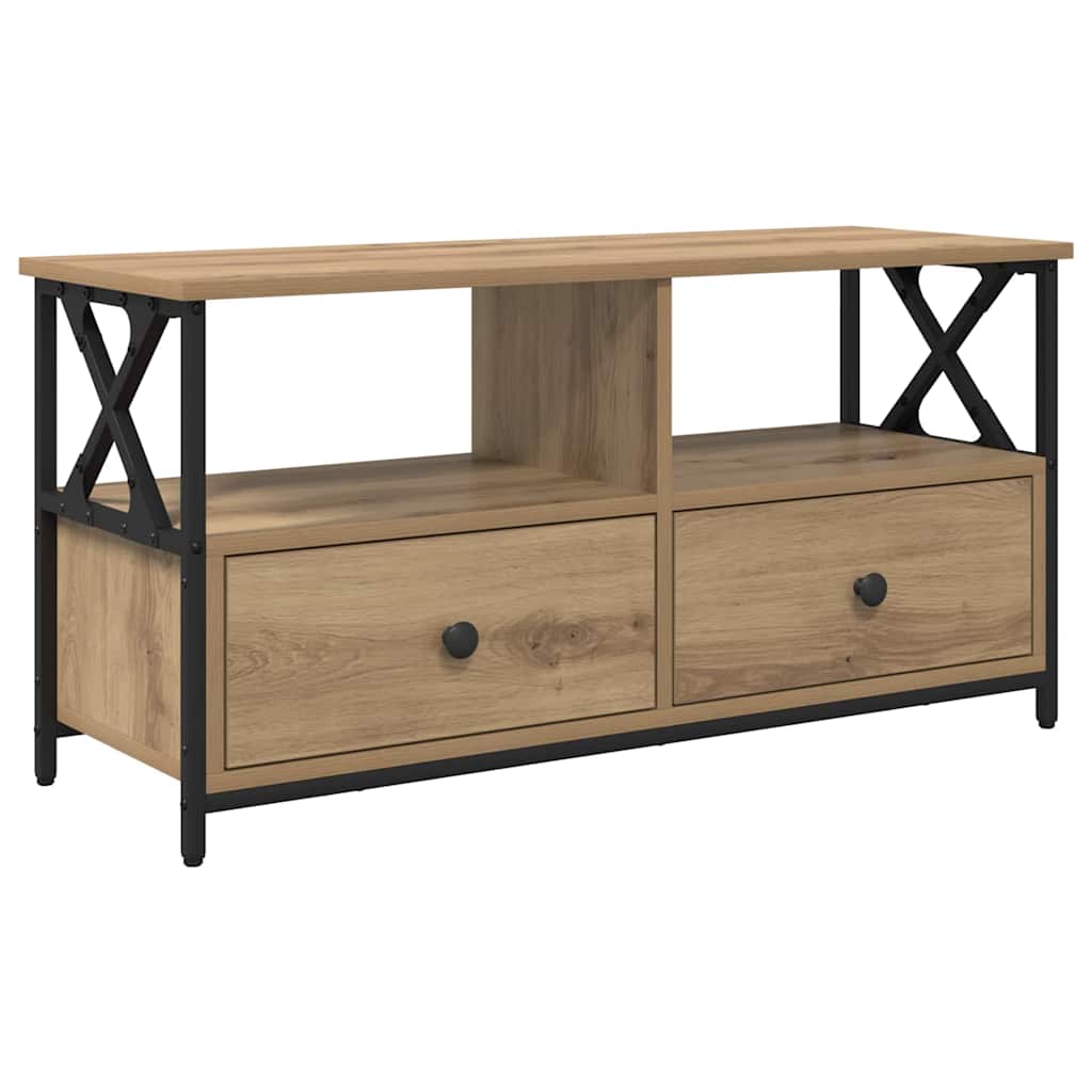 TV-kast Artisan Eiken 90 x 33 x 45 cm Engineered hout en staal is nu te koop bij PeponiXL, paradijselijk wonen!