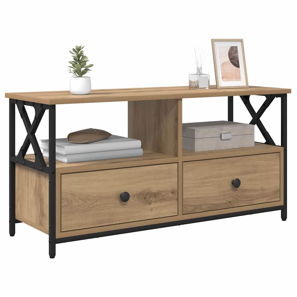 TV-kast Artisan Eiken 90 x 33 x 45 cm Engineered hout en staal is nu te koop bij PeponiXL, paradijselijk wonen!