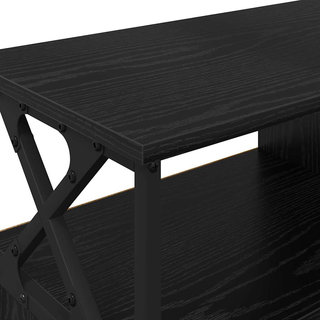TV-kast Zwart Eiken 90 x 33 x 45 cm Engineered hout en staal is nu te koop bij PeponiXL, paradijselijk wonen!