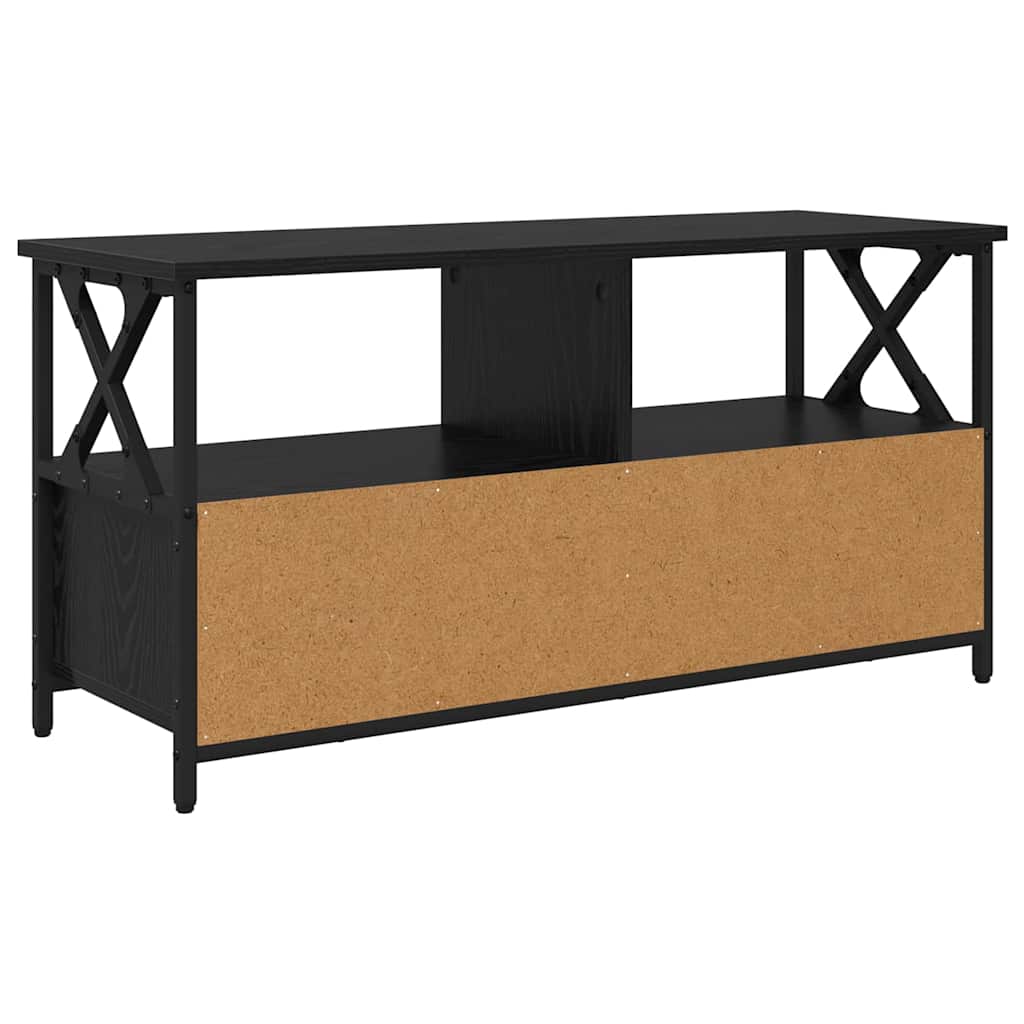 TV-kast Zwart Eiken 90 x 33 x 45 cm Engineered hout en staal is nu te koop bij PeponiXL, paradijselijk wonen!