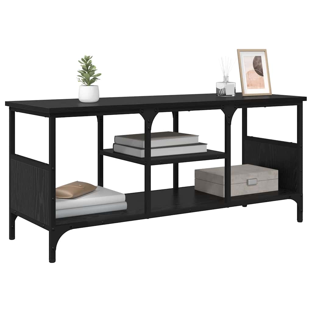 TV-kast Zwart Eiken 100 x 35 x 45 cm Gemonteerd hout en ijzer is nu te koop bij PeponiXL, paradijselijk wonen!
