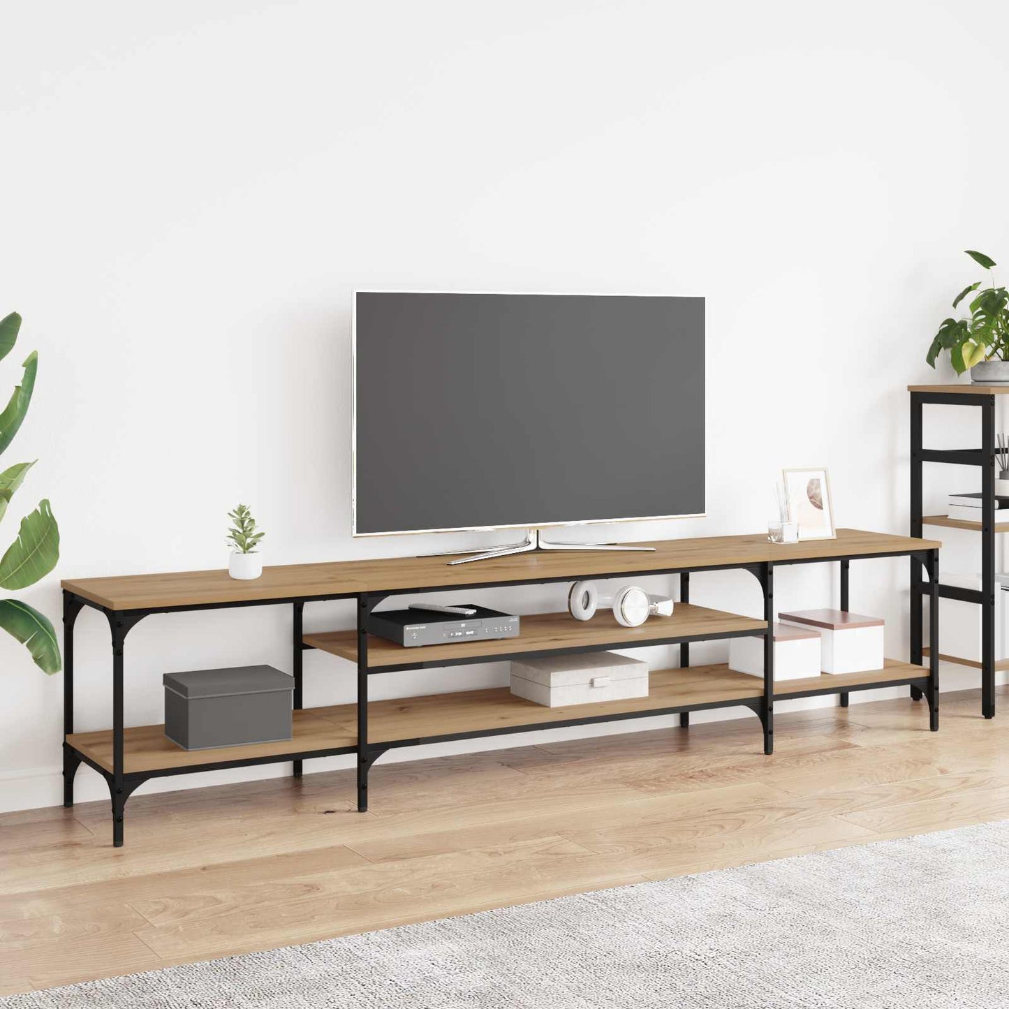 TV-kast 201 x 35 x 45 cm Artisan Eiken Gemonteerd hout en ijzer is nu te koop bij PeponiXL, paradijselijk wonen!