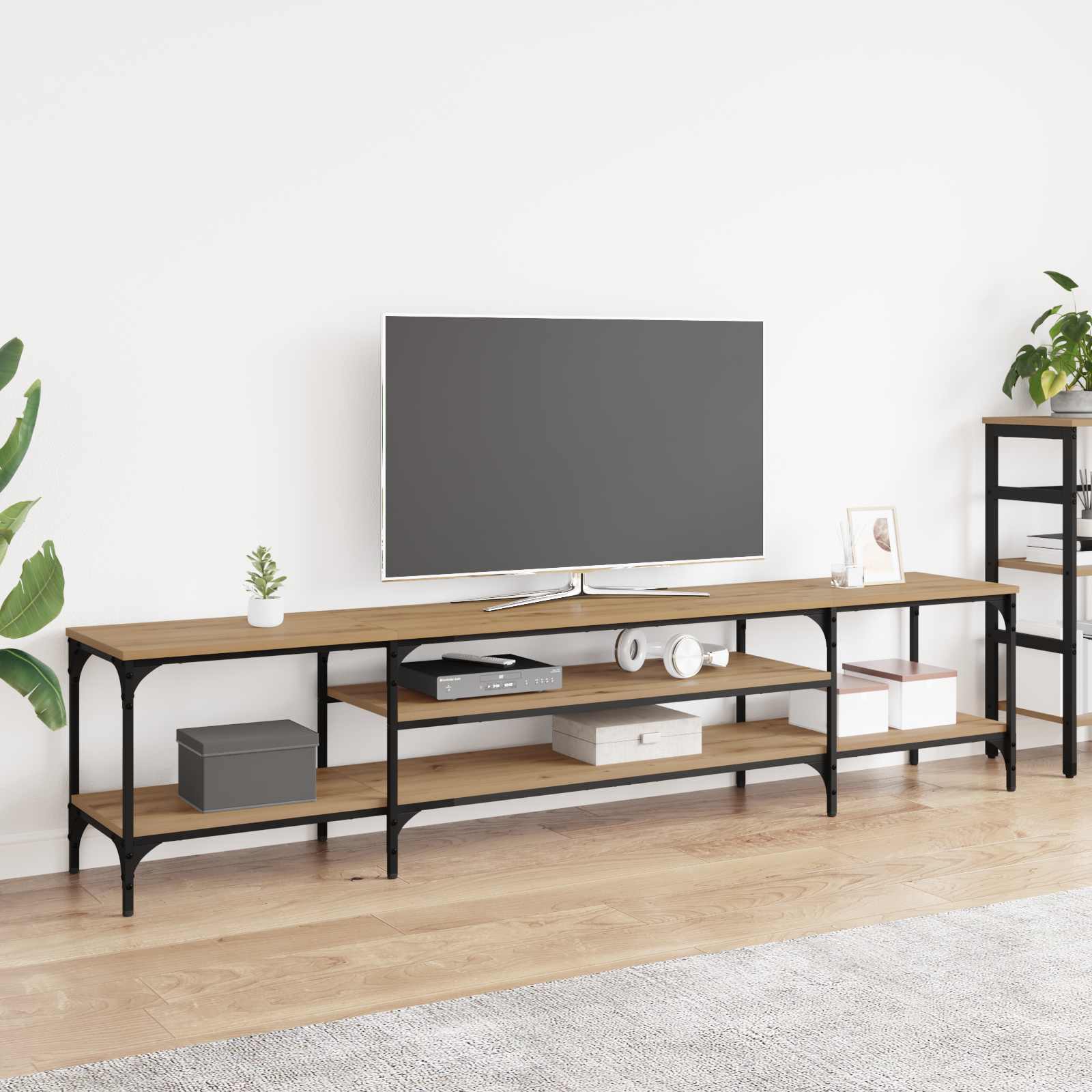 TV-kast 201 x 35 x 45 cm Artisan Eiken Gemonteerd hout en ijzer is nu te koop bij PeponiXL, paradijselijk wonen!