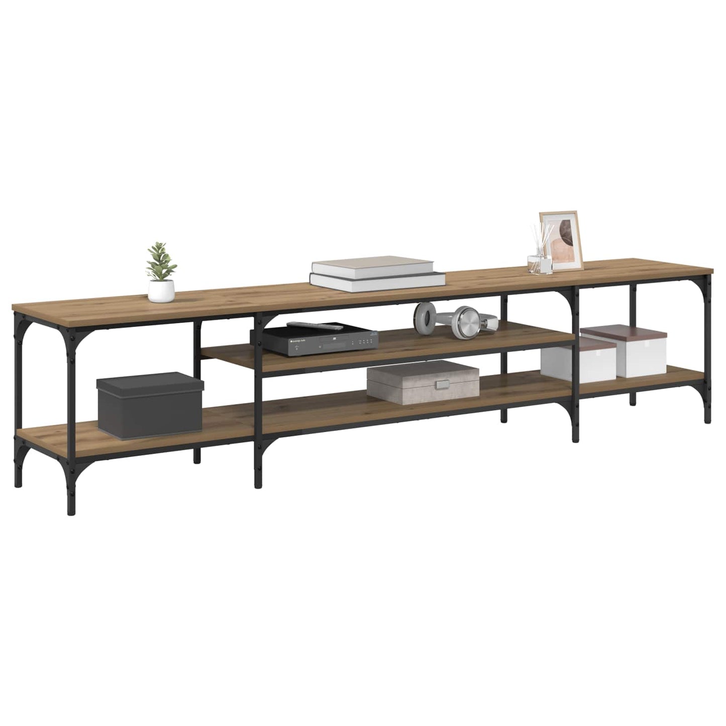 TV-kast 201 x 35 x 45 cm Artisan Eiken Gemonteerd hout en ijzer is nu te koop bij PeponiXL, paradijselijk wonen!