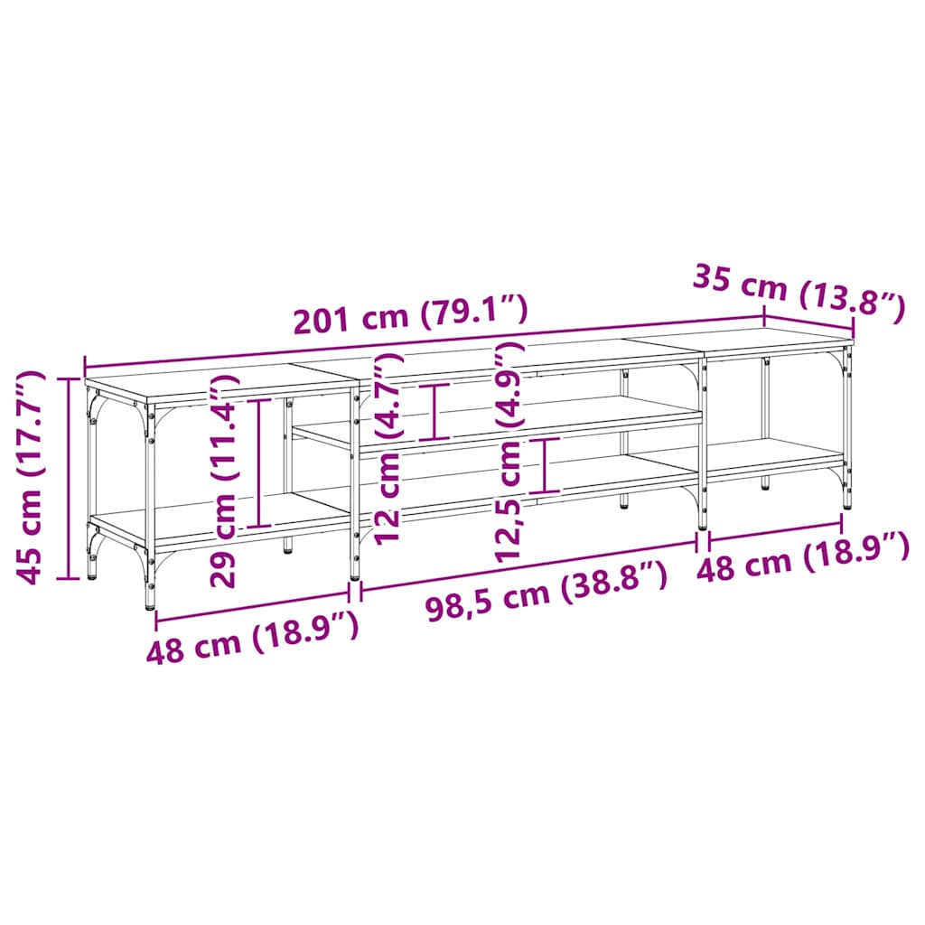 TV-kast Artisan Eiken 201 x 35 x 45 cm Gemonteerd hout en ijzer is nu te koop bij PeponiXL, paradijselijk wonen!