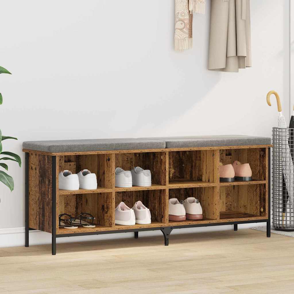 Schoenenkast Oud Hout 131 x 35 x 50 cm Gemonteerd hout en ijzer is nu te koop bij PeponiXL, paradijselijk wonen!