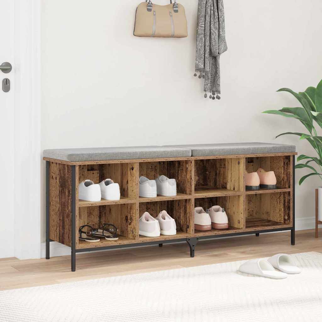 Schoenenkast Oud Hout 131 x 35 x 50 cm Gemonteerd hout en ijzer is nu te koop bij PeponiXL, paradijselijk wonen!