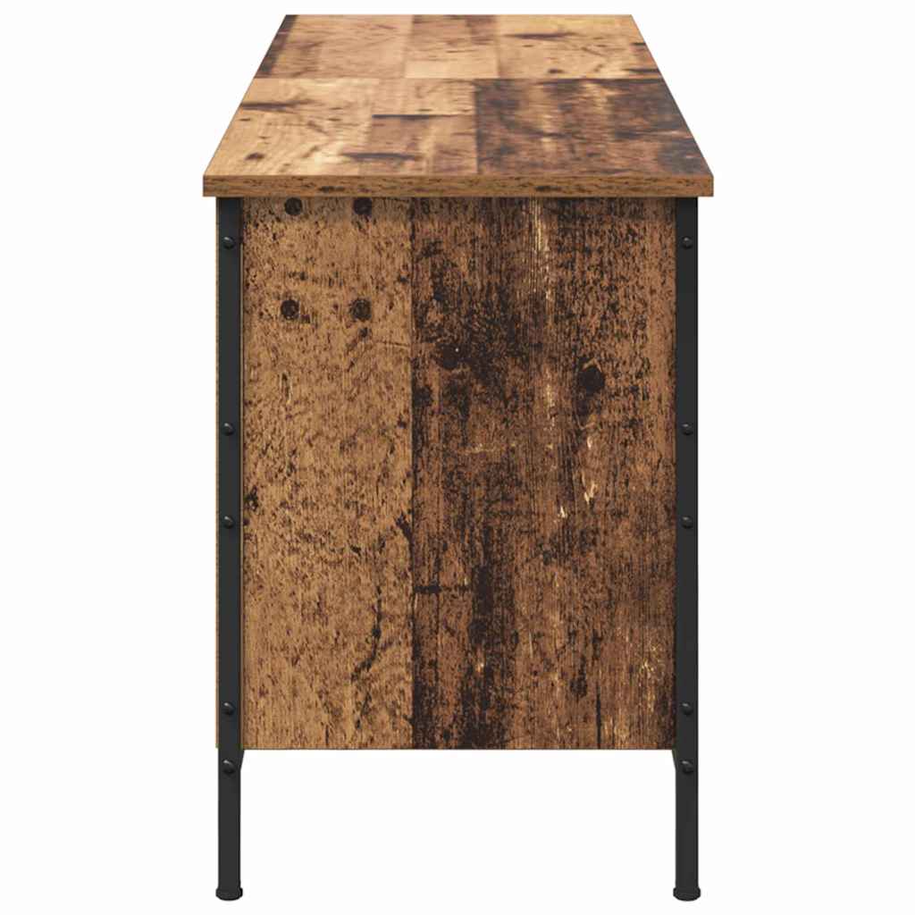 Schoenenkast Oud Hout 131 x 35 x 50 cm Gemonteerd hout en ijzer is nu te koop bij PeponiXL, paradijselijk wonen!