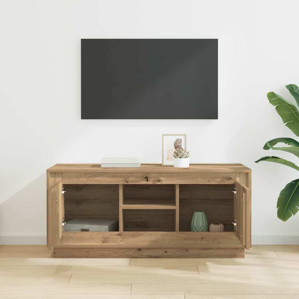 TV-kast Artisan Eiken 102 x 35 x 45 cm Bewerkt hout is nu te koop bij PeponiXL, paradijselijk wonen!