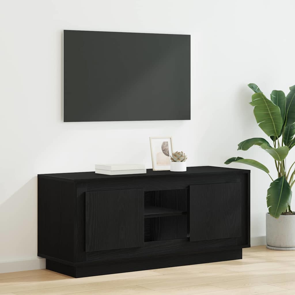 TV-kast Zwart Eiken 102 x 35 x 45 cm Bewerkt hout is nu te koop bij PeponiXL, paradijselijk wonen!