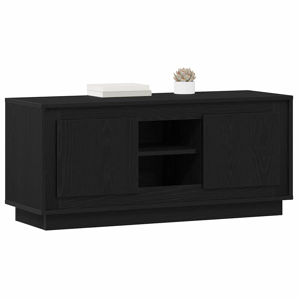 TV-kast Zwart Eiken 102 x 35 x 45 cm Bewerkt hout is nu te koop bij PeponiXL, paradijselijk wonen!
