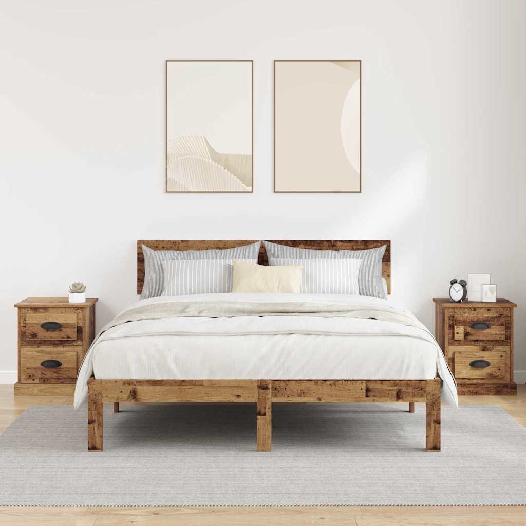 Nachtkastje 2 pcs Oudhout 39 x 39 x 47.5 cm Bewerkt hout is nu te koop bij PeponiXL, paradijselijk wonen!