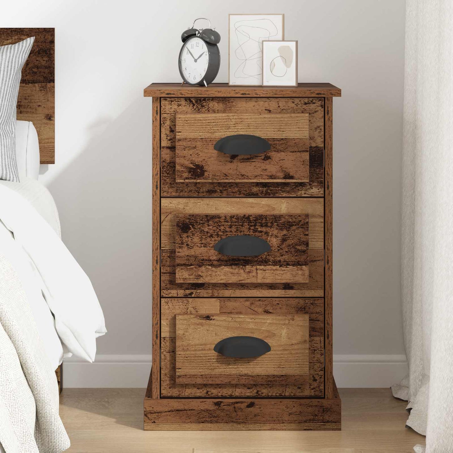 Nachtkastje met lade Oud Hout 39 x 39 x 67,5 cm Bewerkt hout is nu te koop bij PeponiXL, paradijselijk wonen!