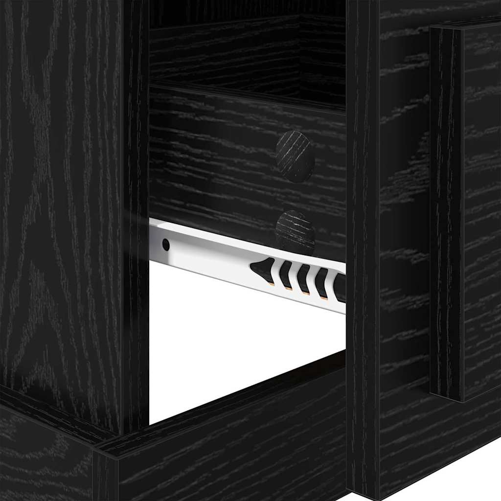 Nachtkastje met lade Zwart Eiken 39 x 39 x 67,5 cm Bewerkt hout is nu te koop bij PeponiXL, paradijselijk wonen!