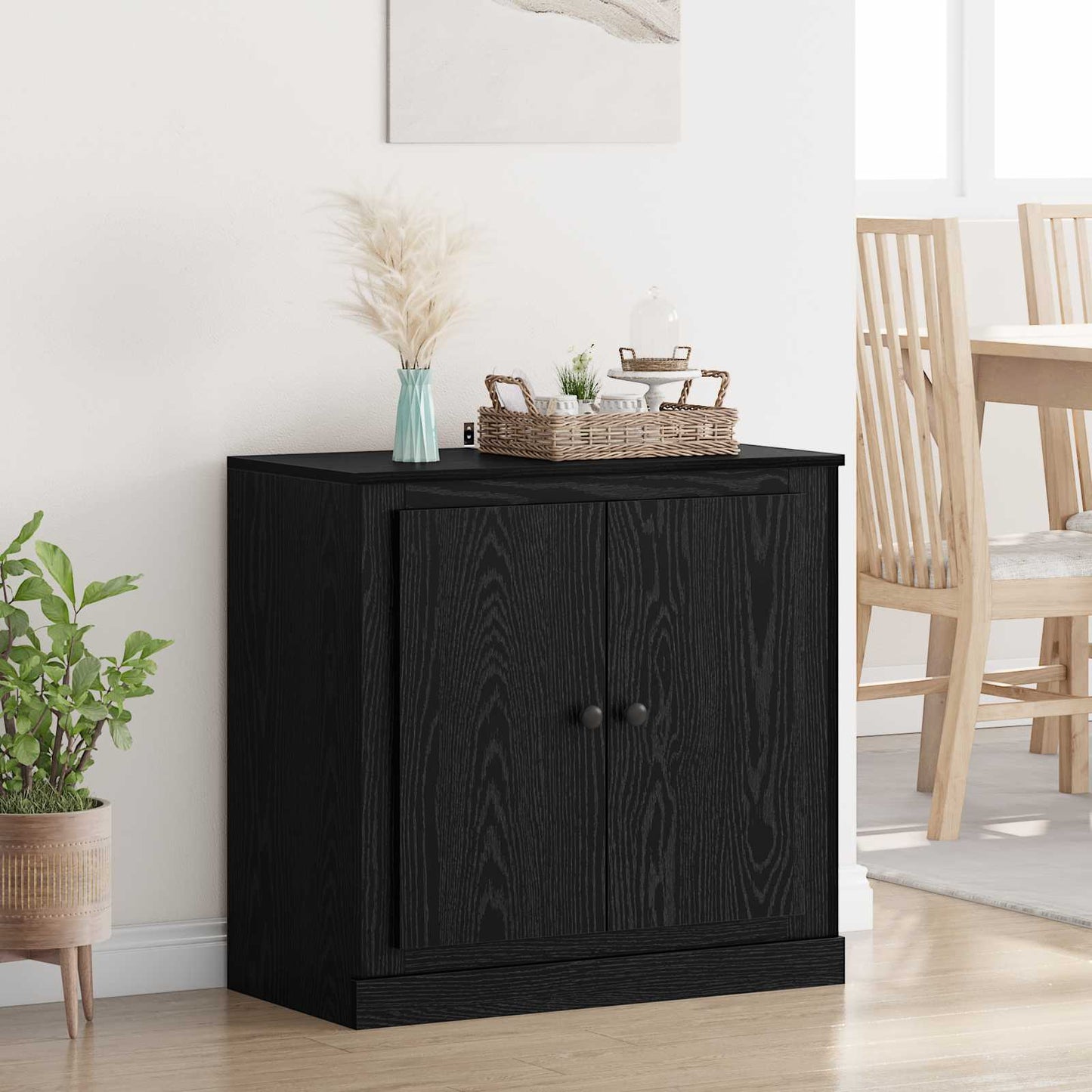 Dressoir Zwart Eiken 70 x 35,5 x 67,5 cm Bewerkt hout is nu te koop bij PeponiXL, paradijselijk wonen!