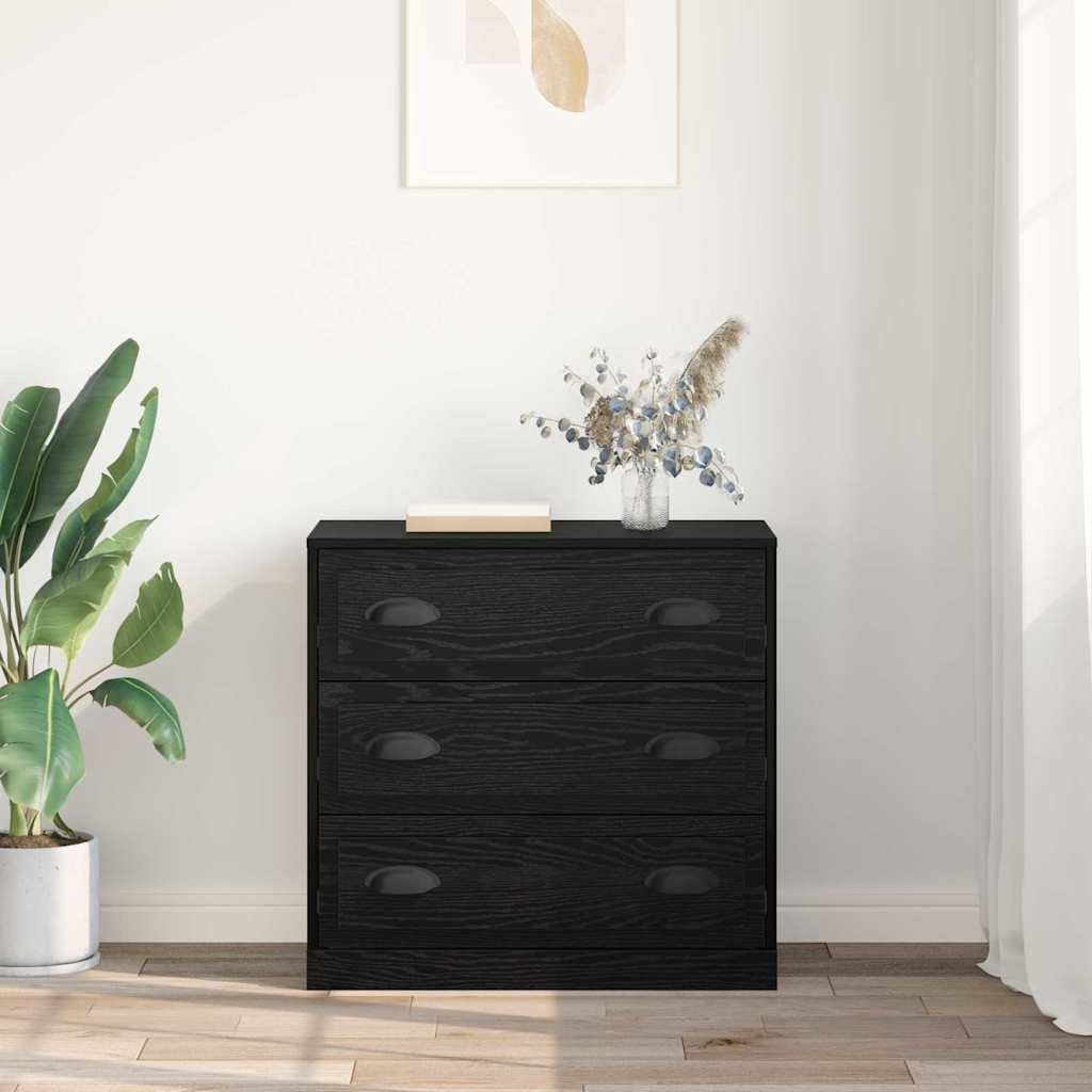 Dressoir met lade Zwart Eiken 70 x 35,5 x 67,5 cm Bewerkt hout is nu te koop bij PeponiXL, paradijselijk wonen!