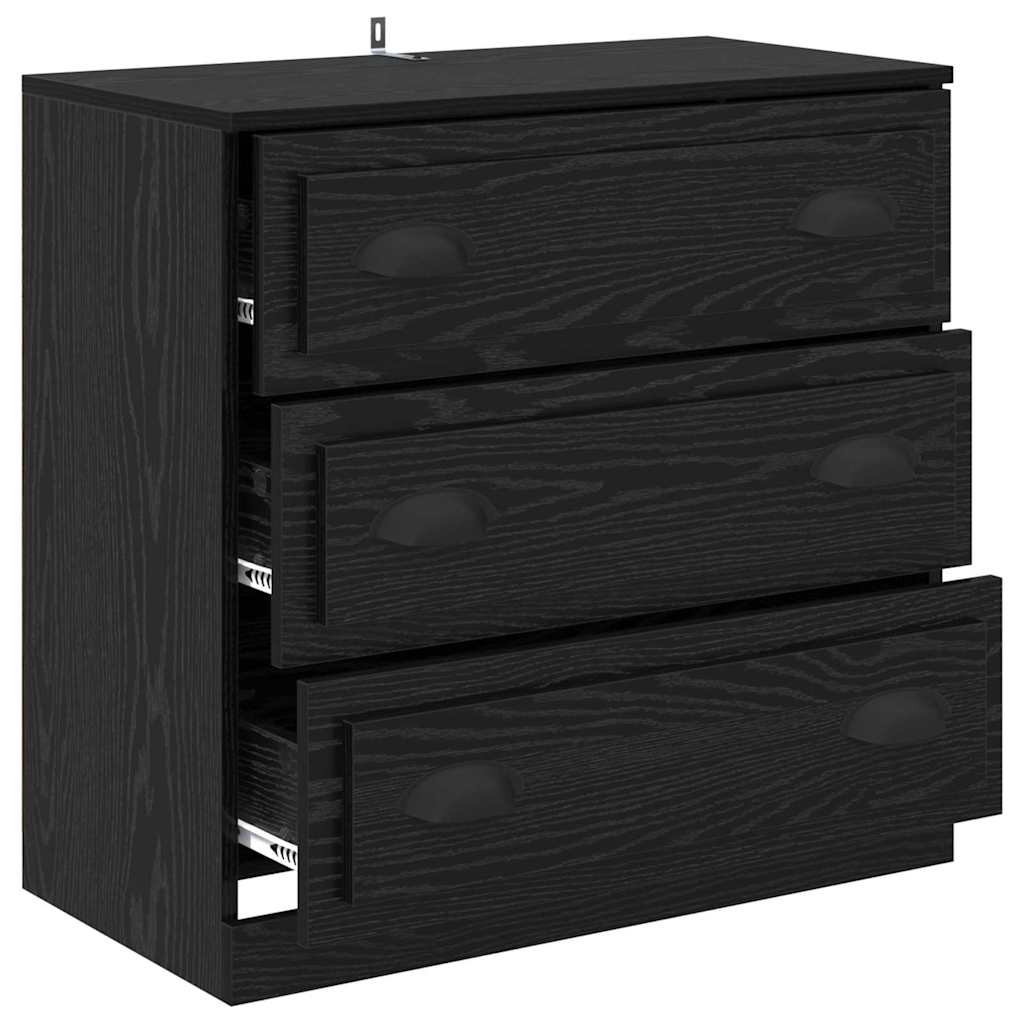 Dressoir met lade Zwart Eiken 70 x 35,5 x 67,5 cm Bewerkt hout is nu te koop bij PeponiXL, paradijselijk wonen!