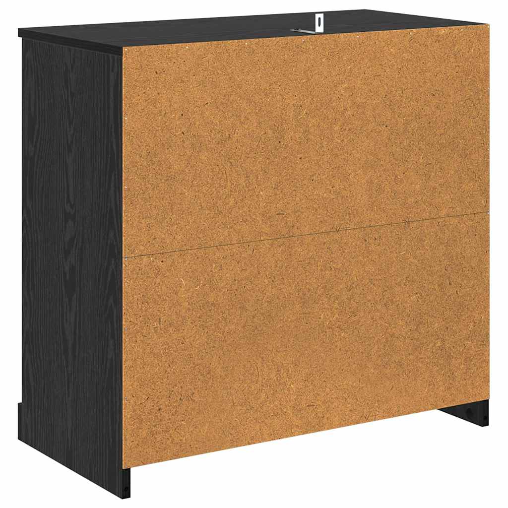 Dressoir met lade Zwart Eiken 70 x 35,5 x 67,5 cm Bewerkt hout is nu te koop bij PeponiXL, paradijselijk wonen!
