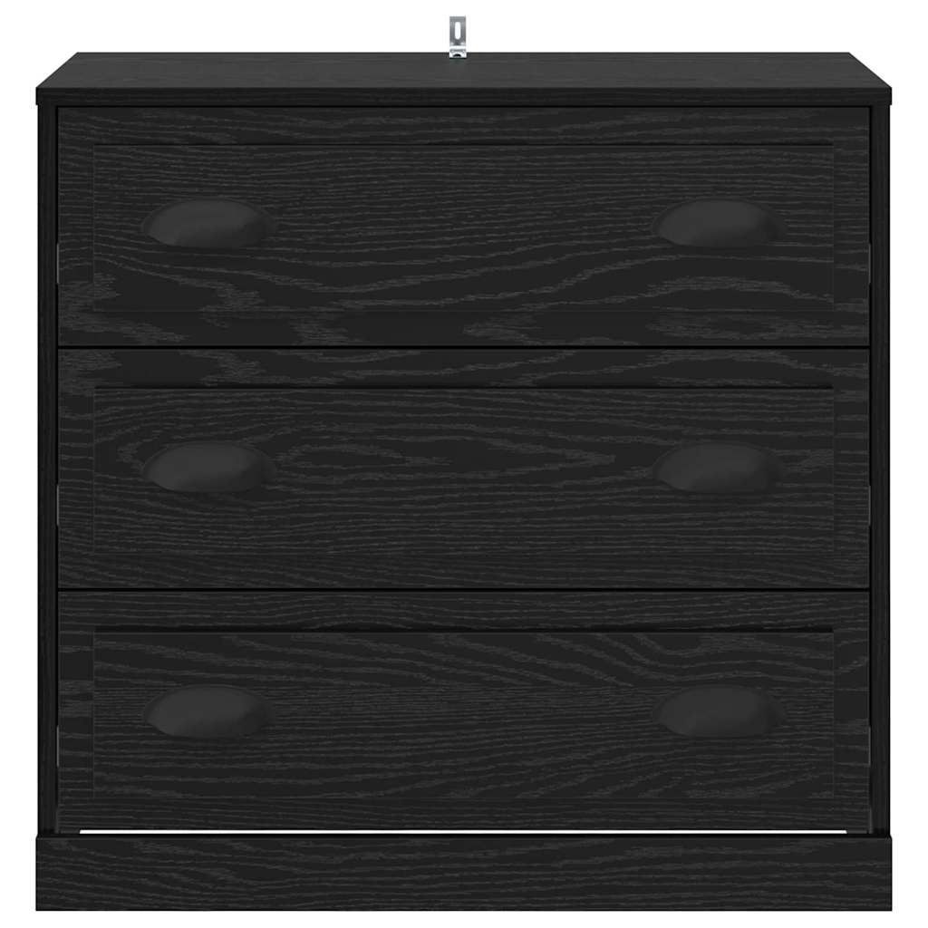 Dressoir met lade Zwart Eiken 70 x 35,5 x 67,5 cm Bewerkt hout is nu te koop bij PeponiXL, paradijselijk wonen!