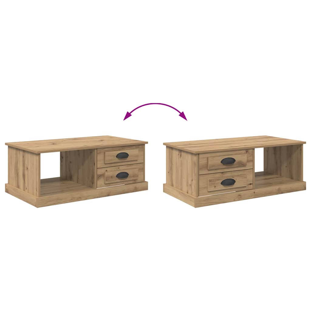 Salontafel met lade Artisan Eiken 90 x 50 x 35 cm Bewerkt hout is nu te koop bij PeponiXL, paradijselijk wonen!