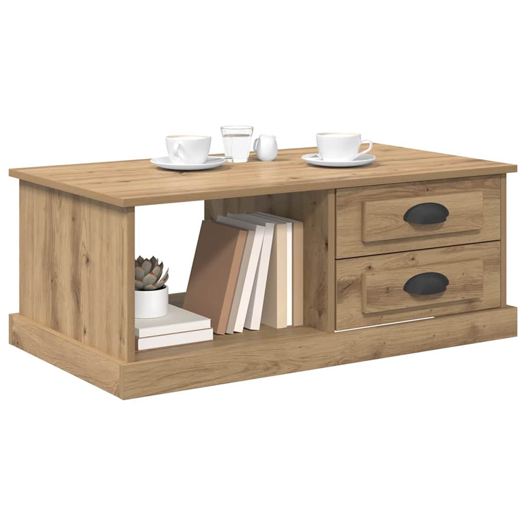 Salontafel met lade Artisan Eiken 90 x 50 x 35 cm Bewerkt hout is nu te koop bij PeponiXL, paradijselijk wonen!