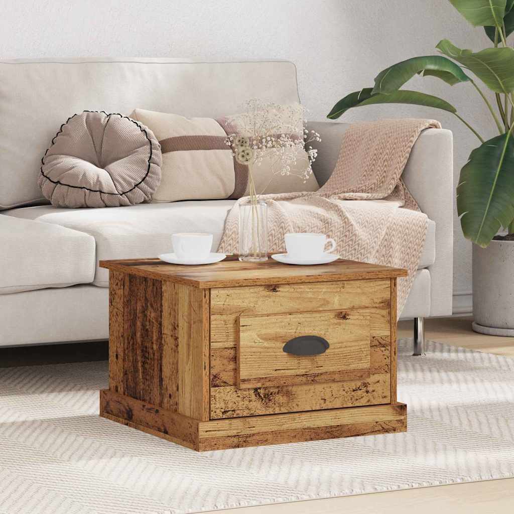 Salontafel met lade Oud Hout 50 x 50 x 35 cm Bewerkt hout is nu te koop bij PeponiXL, paradijselijk wonen!