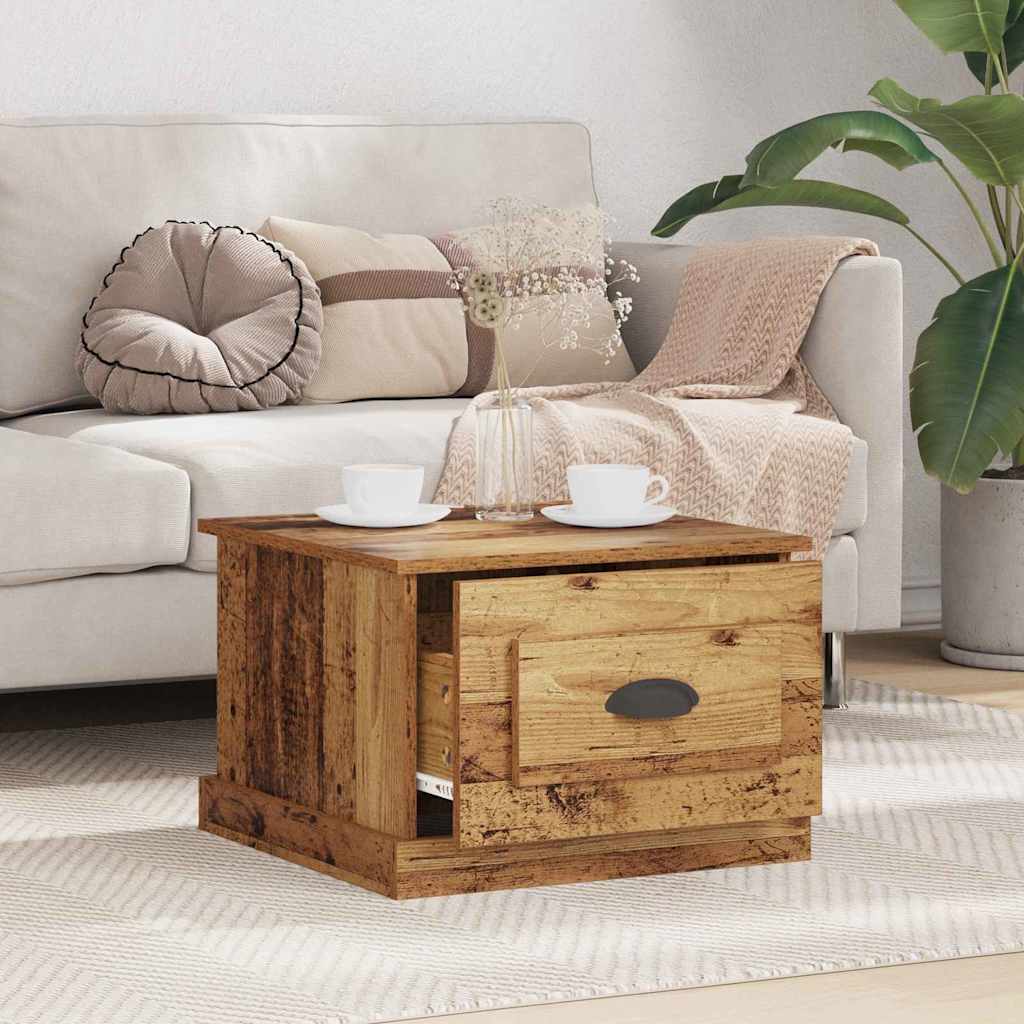 Salontafel met lade Oud Hout 50 x 50 x 35 cm Bewerkt hout is nu te koop bij PeponiXL, paradijselijk wonen!