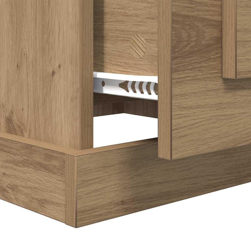 Salontafel met lade Artisan Eiken 50 x 50 x 35 cm Bewerkt hout is nu te koop bij PeponiXL, paradijselijk wonen!