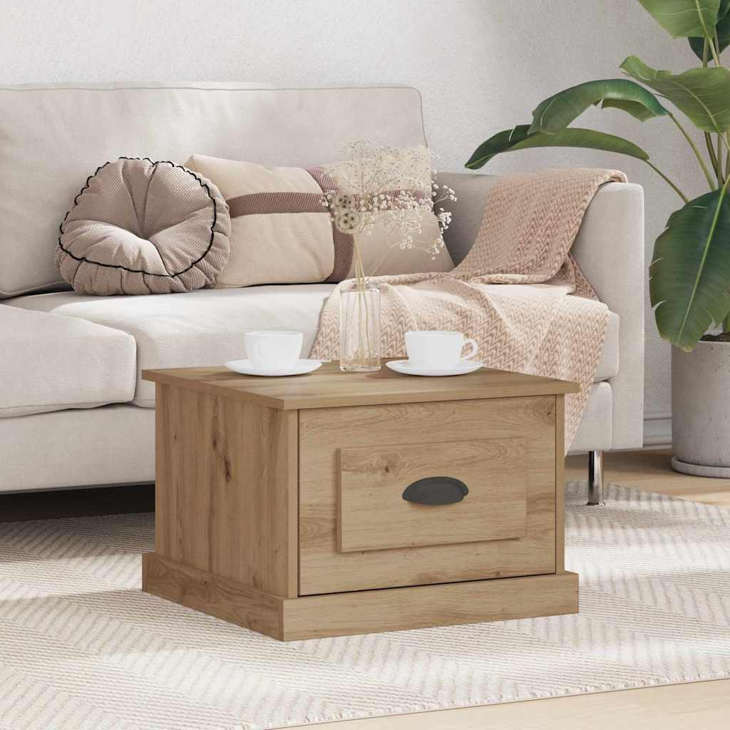 Salontafel met lade Artisan Eiken 50 x 50 x 35 cm Bewerkt hout is nu te koop bij PeponiXL, paradijselijk wonen!