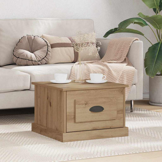 Salontafel met lade Artisan Eiken 50 x 50 x 35 cm Bewerkt hout is nu te koop bij PeponiXL, paradijselijk wonen!