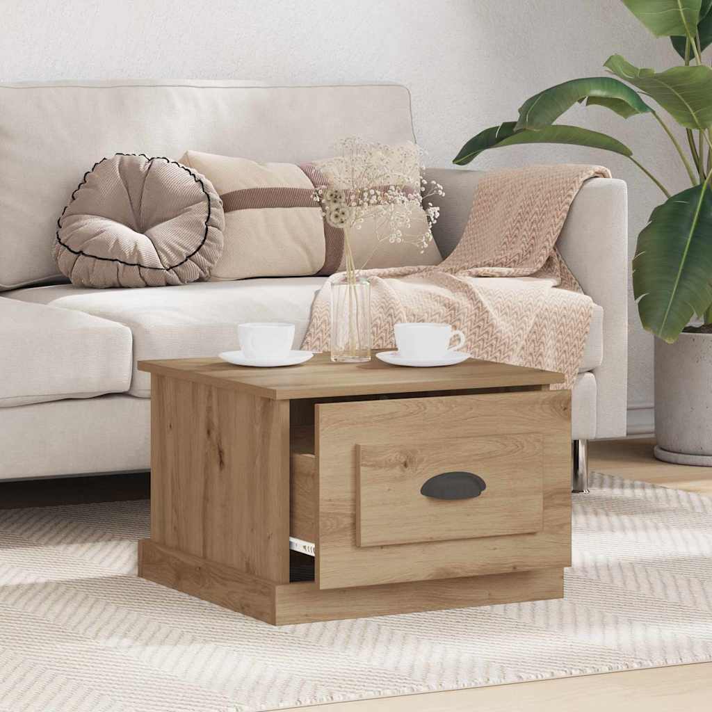 Salontafel met lade Artisan Eiken 50 x 50 x 35 cm Bewerkt hout is nu te koop bij PeponiXL, paradijselijk wonen!