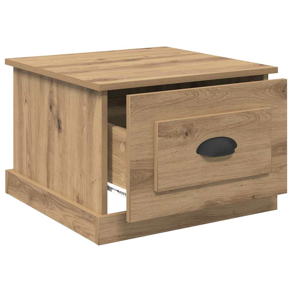 Salontafel met lade Artisan Eiken 50 x 50 x 35 cm Bewerkt hout is nu te koop bij PeponiXL, paradijselijk wonen!